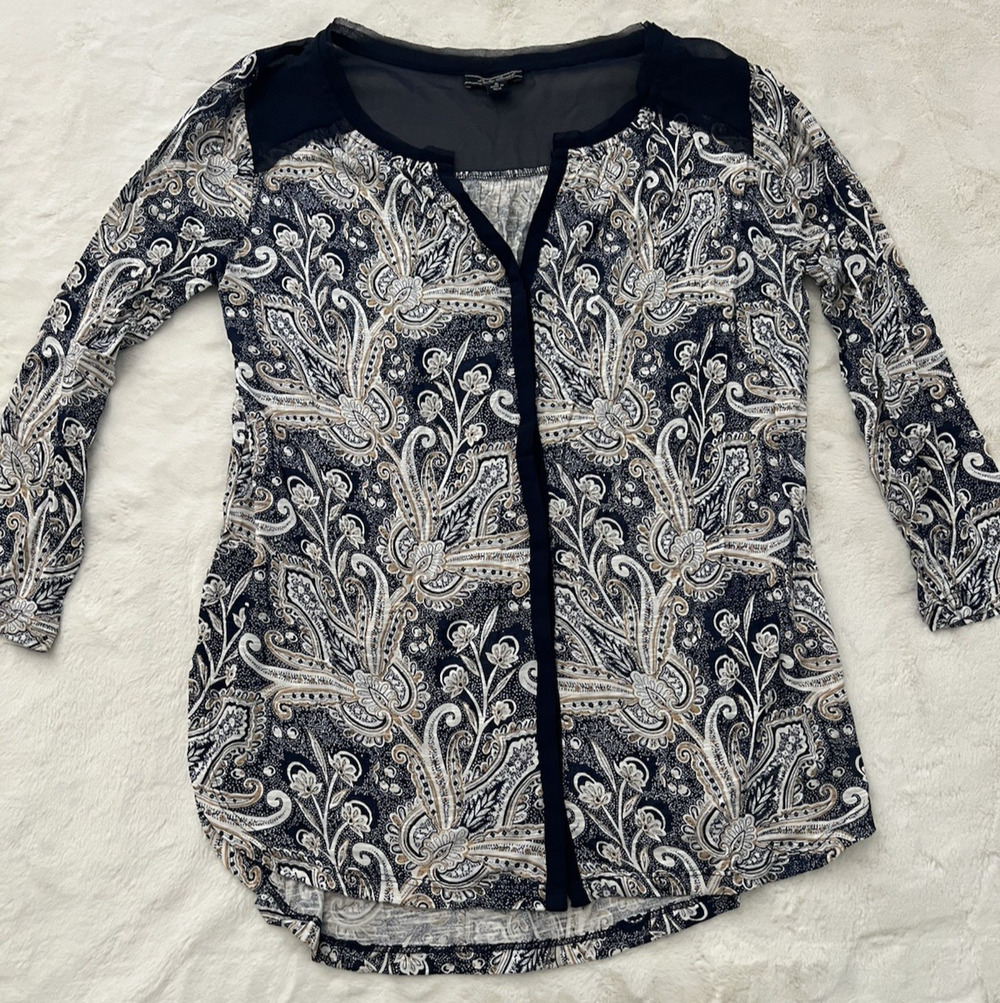 Lucky Brand Women Small Paisley Open Front Cardigan Lightweight Casual Layer LS
